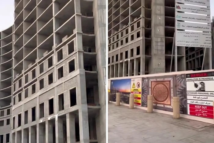 صدمة في المدينة المنورة بعد تعليق لوحة الإزالة على أشهر مبنى ملاصق للمسجد النبوي