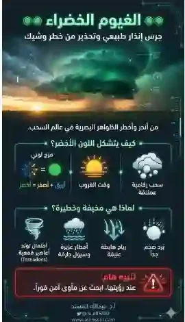 المسند يفصح عن سر السحاب الأخضر الذي يعم الرياض ومعظم مناطق السعودية ويحذر من طقس صعب خلال الساعات القادمة
