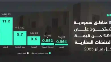 عاجل: 5 مناطق في السعودية تسجل أكثر من 90% من الصفقات العقارية وخبير يوضح السبب بالأرقام