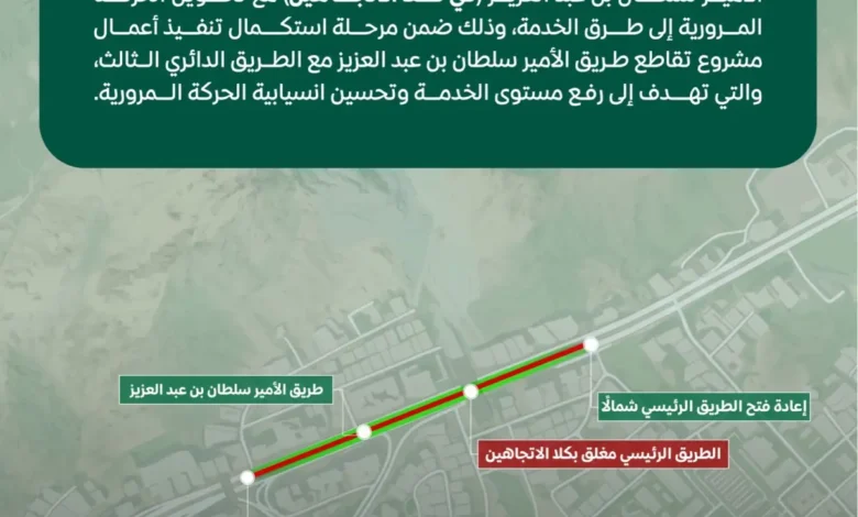 عاجل: إغلاق طريق الأمير سلطان في مكة المكرمة والمرور يحدد البدائل والمسارات الجديدة
