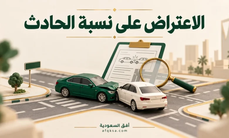 الاعتراض على نسبة الحادث مع مركبتين وتقرير للمراجعة