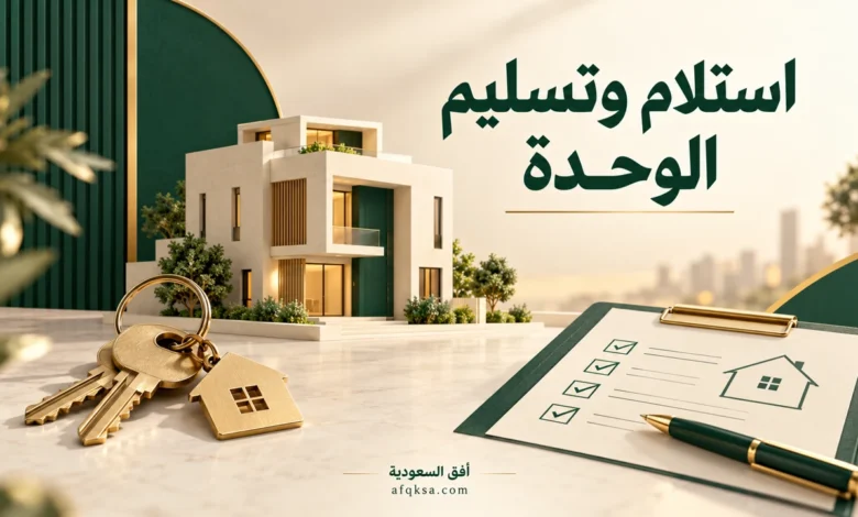 استلام وتسليم الوحدة السكنية مع مفاتيح ونموذج فحص