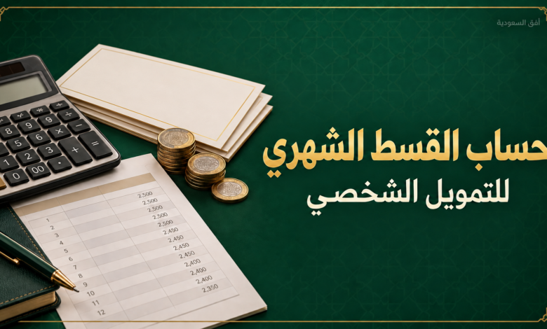 حساب القسط الشهري للتمويل الشخصي باستخدام آلة حاسبة وجدول سداد
